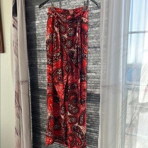 Free People Red and White Paisley Pants